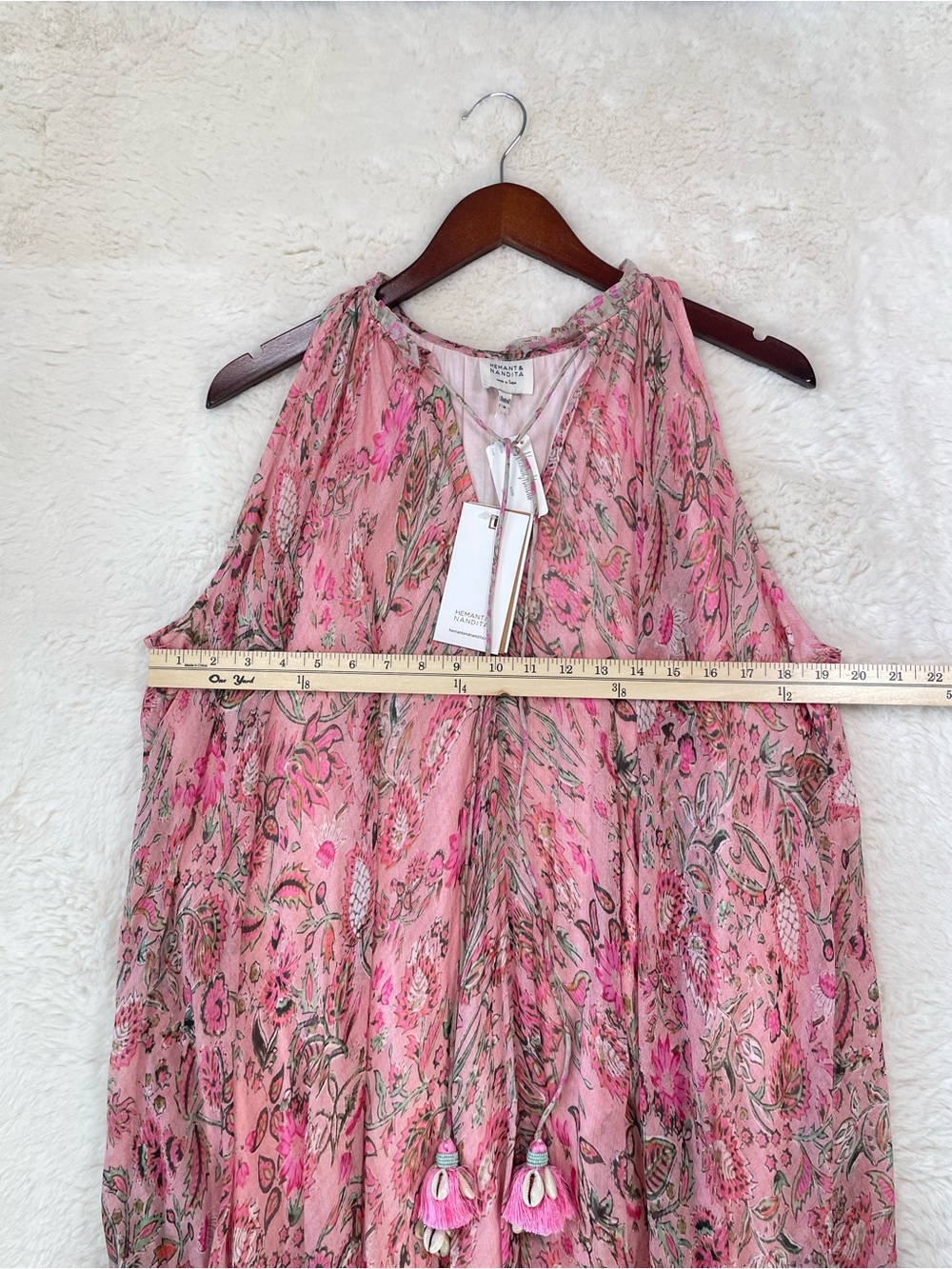 HEMANT & NANDITA Pink Floral Halter Maxi Dress, Size Medium - Picture 5 of 9